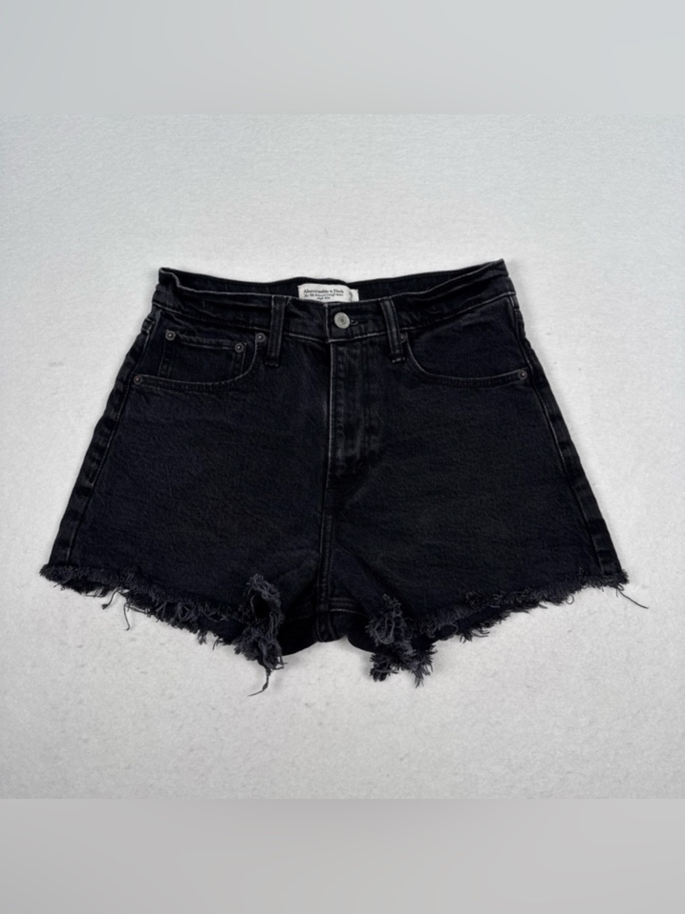Abercrombie The 90s Relaxed Cutoff Jean Short Women 6 28 High Rise Black Denim